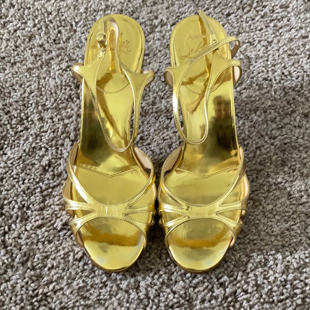 Christian Louboutin Gold Strappy Heels